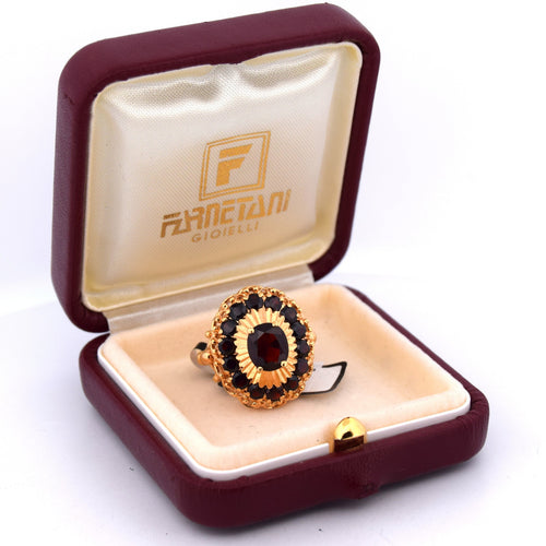 Bague 56 Anello vintage en or jaune 18 kt avec grenats 58 Facettes