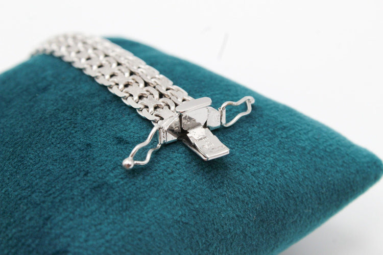 Bracelet Bracelet or blanc, maille tissée fantaisie 58 Facettes 240054