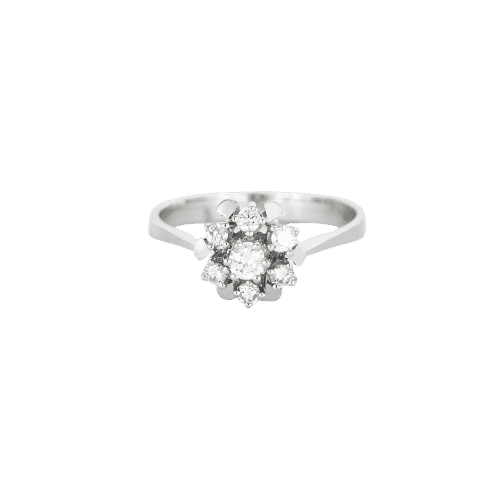 Bague 59 Bague marguerite diamants or blanc 58 Facettes LMB-155