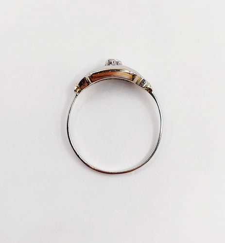 Bague 52 Bague art deco or blanc 18k diamants tailles roses et monture géométrique (circa 1930) 58 Facettes A05398