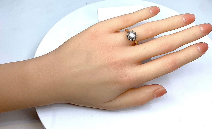 Bague 53 Bague solitaire or blanc diamant 0.40ct 58 Facettes AB359