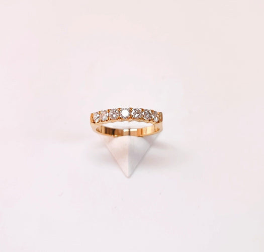 Bague 53.5 Demi alliance diamants or jaune 58 Facettes All.Demi.FA.19-J