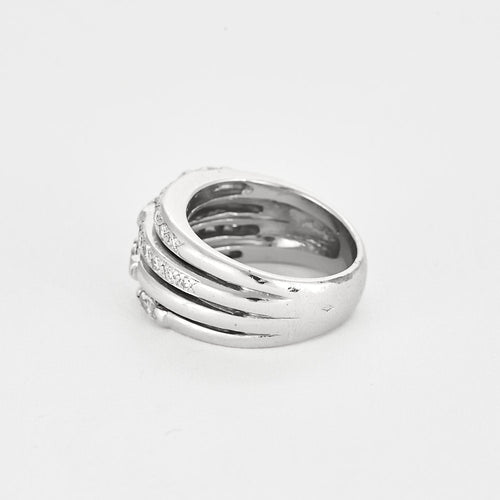 Bague 54 Large Bague en or gris et diamants 58 Facettes LOR3340