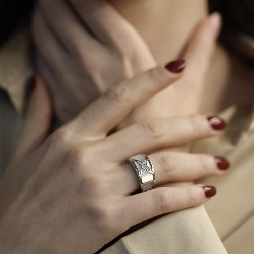 Bague 50 Bague Mauboussin Etoile Beaute en or gris 18K avec nacre et diamants - Taille 50 58 Facettes FB10472