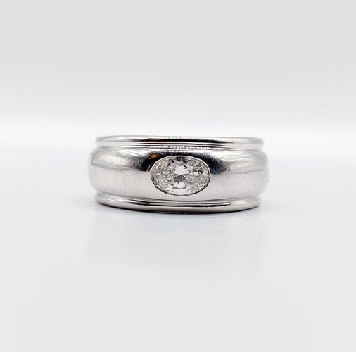 Bague 51 Boucheron - Bague Axelle bombée en or blanc 18k et diamant ovale 0,40 carat 58 Facettes A06571