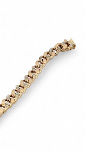 Bracelet Gourmette or jaune et diamants 58 Facettes