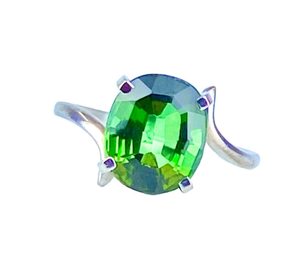 Bague 49 Bague en or blanc et tourmaline verte 58 Facettes AB614
