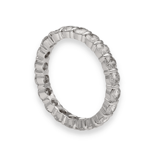 Bague 53 Alliance en or gris 18k sertie de 2,00 Cts de diamants G-VS - Taille 53 - Serti batons 58 Facettes FB10199