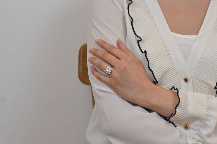 Bague 54 Bague vintage diamants en platine 58 Facettes 26483-26556