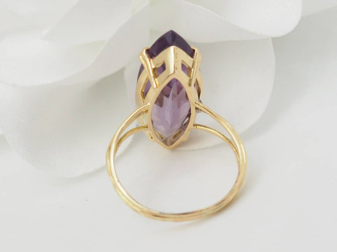 Bague 59 Bague marquise en or jaune et améthyste 58 Facettes 33206