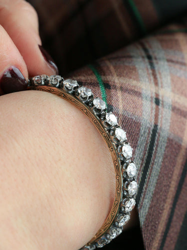 Bracelet Bracelet jonc vintage or argent diamants 12 ct 58 Facettes 1088