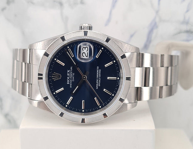 Montre ROLEX Date Cadran Bleu 58 Facettes 15210