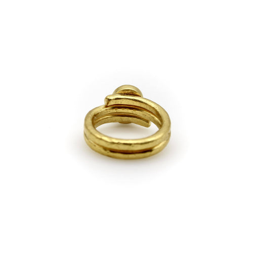 Bague Bague en or 22 carats martelée à la main avec cabochon de tourmaline bleu-vert 58 Facettes A2002C