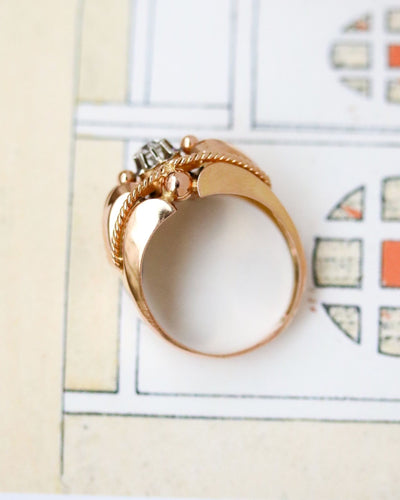Bague 61 Bague 1950 Or Rose Diamant Torsade 58 Facettes C2057