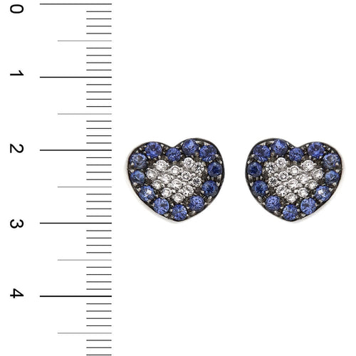 Boucles d'oreilles Boucles d'oreilles coeur diamants et saphirs 58 Facettes 23895