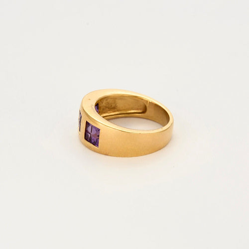 Bague 54 Bague jonc or jaune et améthyste 58 Facettes CHAL01992