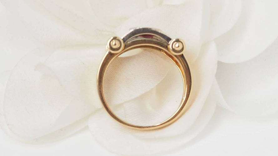 Bague 55 Bague ruban en or bicolore, diamants et rubis 58 Facettes 32538