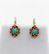 Boucles d'oreilles Dormeuses or jaune, cabochons de turquoises sur monture en fleur (circa 1900) 58 Facettes A05448