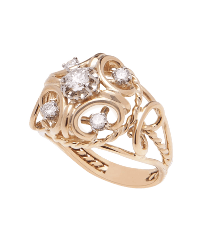 Bague Arabesque or jaune 18K diamants