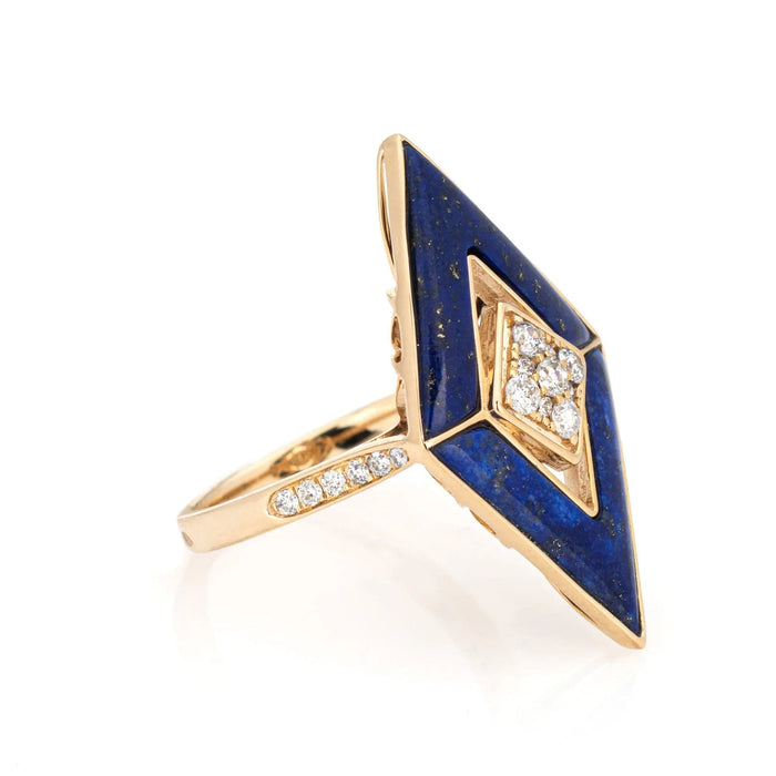 Bague 54 Bague Triangle Diamant Lapis Lazuli 58 Facettes G13172