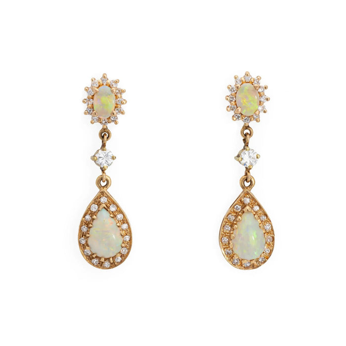 Boucles d'oreilles Boucles d'oreilles pendantes Opale Diamant vintage or jaune 58 Facettes G13422
