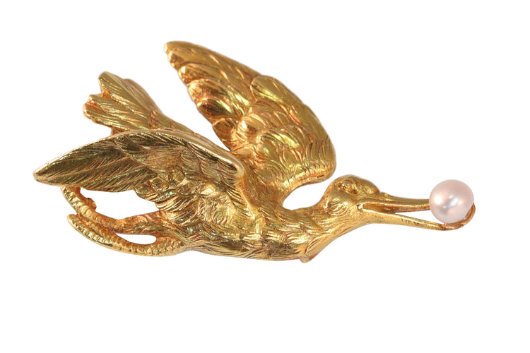 Pendentif Broche-pendentif cigogne victorienne 58 Facettes 24071-0151