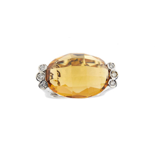 Bague 56 Bague citrine et diamants 58 Facettes 12776