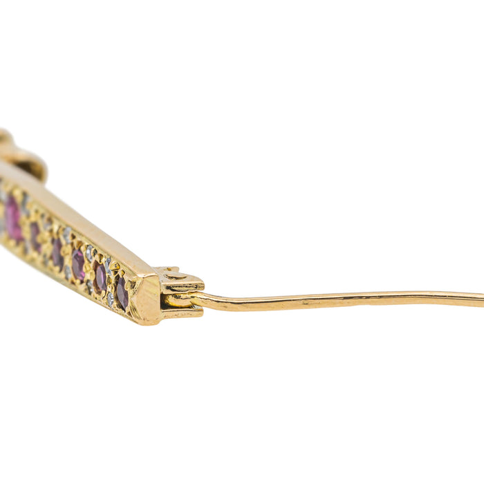 Yellow Gold Ruby Pin Brooch