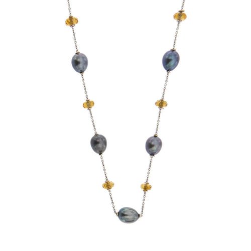 Collier Collier avec perles et quartz citrine 58 Facettes 25940