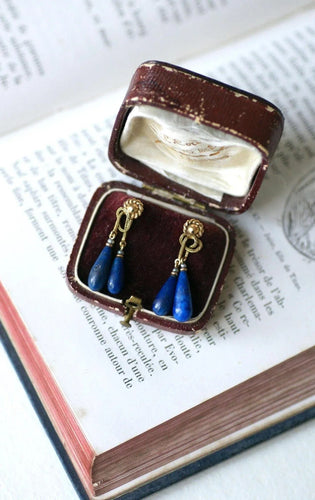 Boucles d'oreilles Boucles d'Oreilles Goutte Lapis Lazuli sur Or Jaune 58 Facettes