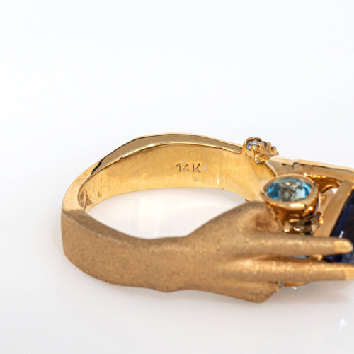 Bague 53 Bague mains en or jaune et topaze tanzanite 58 Facettes G13866