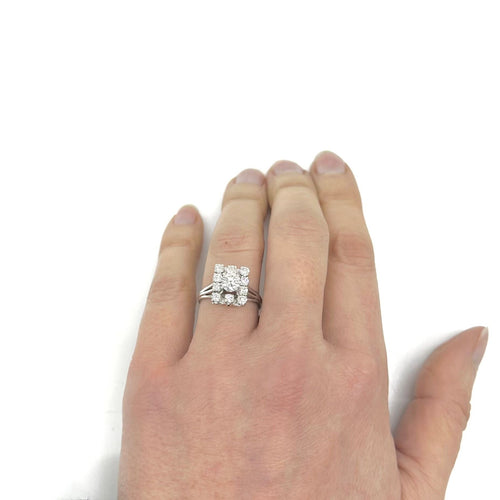 Bague 54 Bague or blanc et diamants 58 Facettes Z1351017