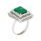 Bague Bague de cocktail carrée en or blanc 18 carats, taille 7,5, émeraude et diamants, style vintage, bijoux raffinés 58 Facettes G13724