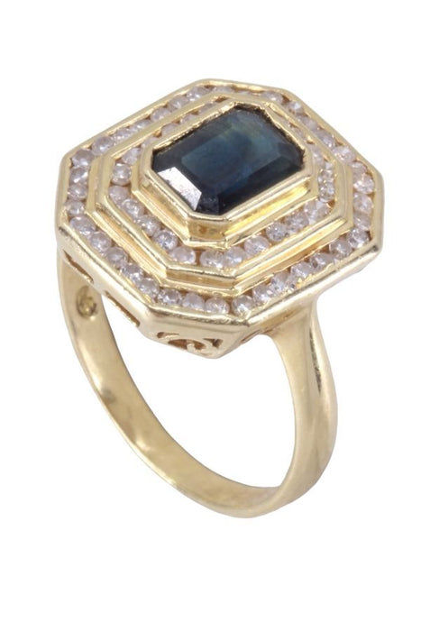 Modern sapphire and diamond ring