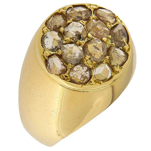 Bague 57 Bague bombée en or rose sertie de diamants taille rose de 1,82 ct 58 Facettes G3846