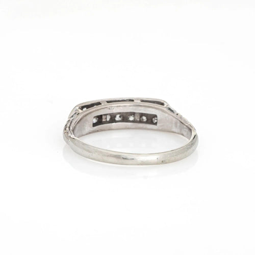 Bague Bague de mariage Art déco vintage à deux rangs de diamants, or blanc 18 carats, taille 6 58 Facettes G13484