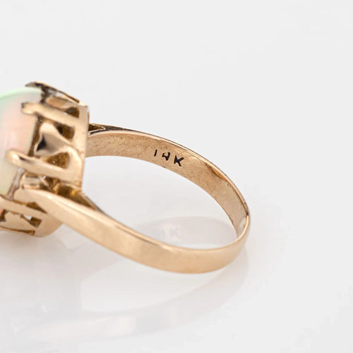 Bague 46.5 Bague opale éthiopienne bijoux de cocktail vintage en or jaune 58 Facettes G12438