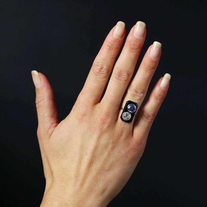 Bague 50 Bague Art Déco onyx diamant et saphir 58 Facettes 24-284