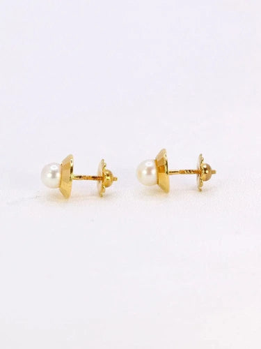 Boucles d'oreilles Boucles d’oreilles vintage or jaune perles 58 Facettes 1074.2