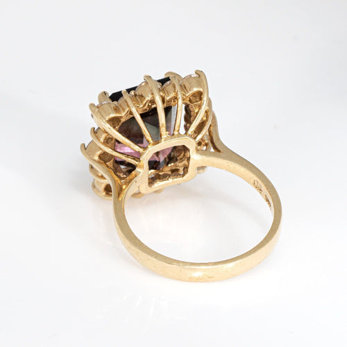 Bague 54 Bague en or jaune et diamants tourmaline bicolore de 5,60 ct 58 Facettes G13862