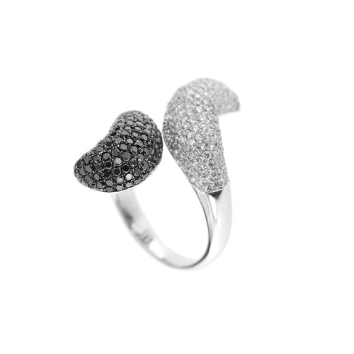 Bague 58 Bague diamants noirs et blancs 58 Facettes 29142
