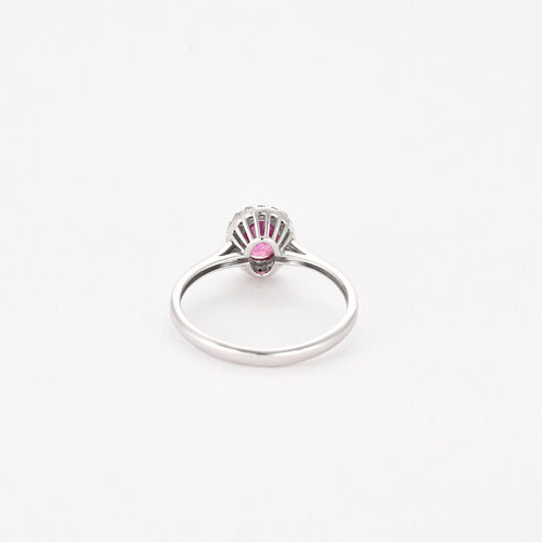 Bague 53 Bague or gris, saphir rose et diamants 58 Facettes THI0206