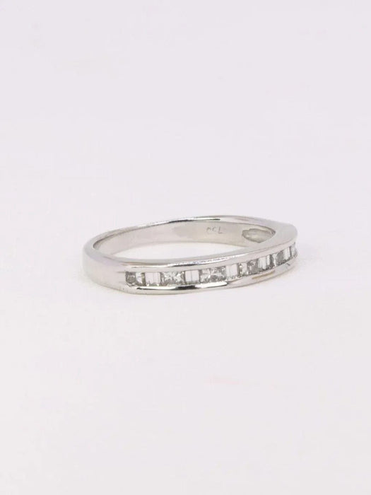 Bague 51 Alliance or blanc diamants baguette 58 Facettes J366