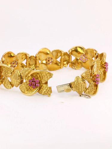 Bracelet Bracelet vintage fleur or amati et rubis 58 Facettes J338