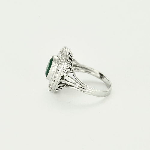 Bague 53,5 Bague or gris, émeraude et diamants 58 Facettes SMA0098