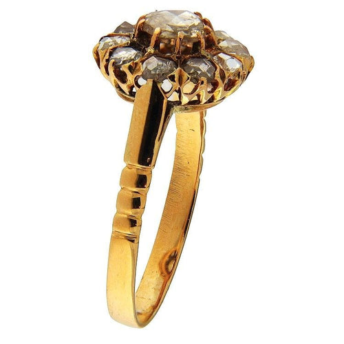 Bague 59 Bague en or jaune ornée de roses en diamants 58 Facettes G3859