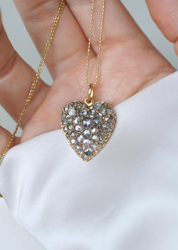 Pendentif Pendentif Ancien Cœur Diamants sur Or Rose 58 Facettes