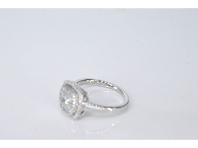 Bague 54 Bague d'entourage en or blanc avec diamants 58 Facettes 2035