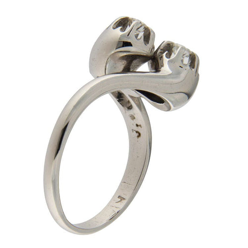 Bague 51.5 Bague contrarié en or blanc sertie de diamants taille brillant 58 Facettes G3840