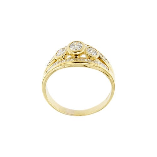 Bague Bague trilogie en or jaune sertie de diamants de 1,17 ct 58 Facettes 33607